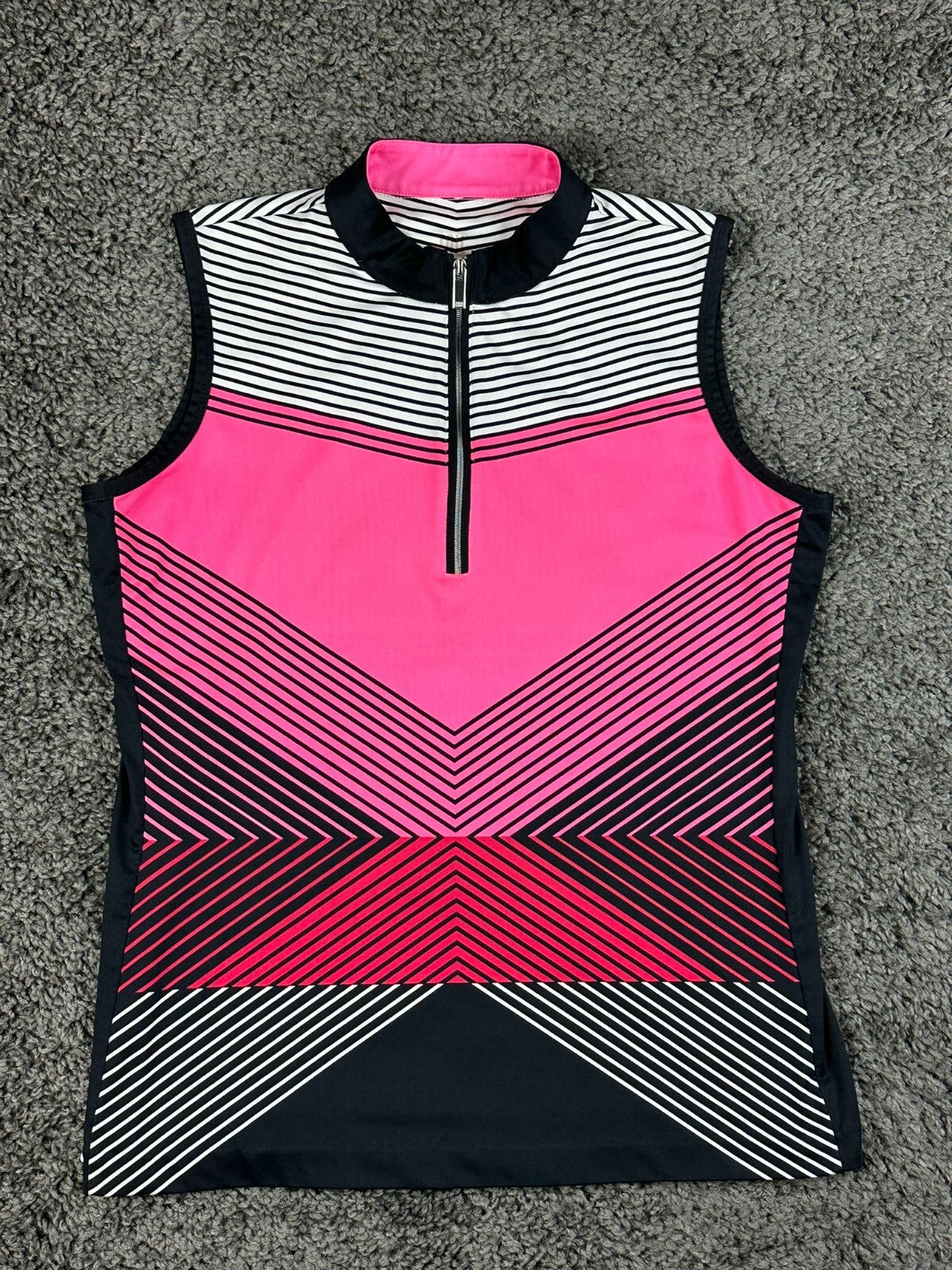 Tail Activewear Womens S Pink Geometric Sleeveless Quarter Zip Golf Top