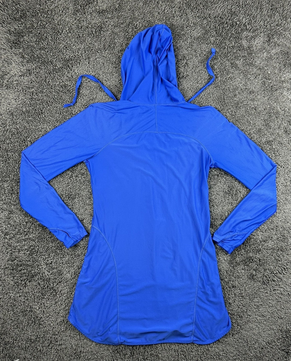 Athleta Wick-It Wader Hooded Swim Cover Up Tunic Womens M Blue Long Sleeve