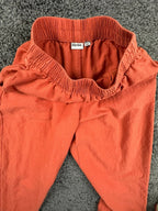 Rhythm Womens Linen Blend Wide Leg Pants Orange Sz 2 Floral Embroidered Pull On