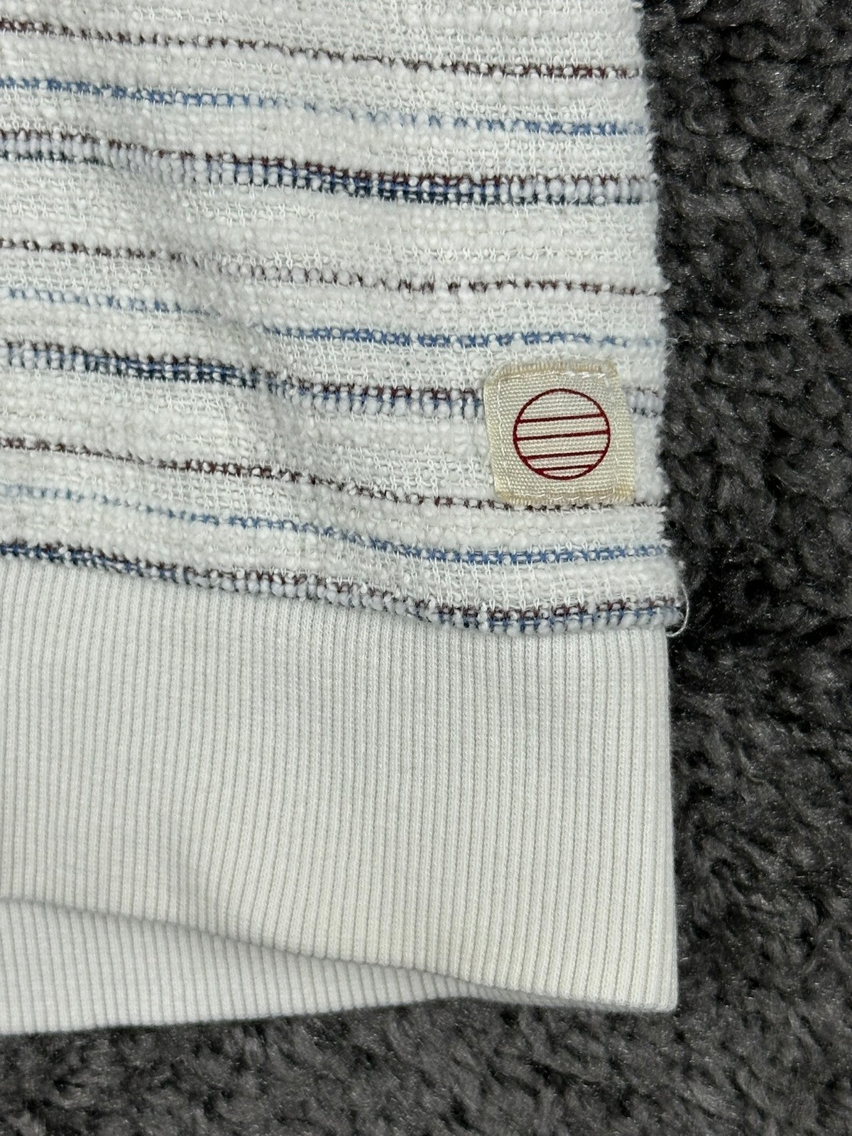 Marine Layer Men's Textured Crew Striped Long Sleeve Pullover Off-White XL