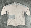 Luukaa Lagenlook Womens Button Tunic Shirt Taupe Gray Size 8 Mixed Media Pockets