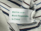 Marine Layer Men's Textured Crew Striped Long Sleeve Pullover Off-White XL