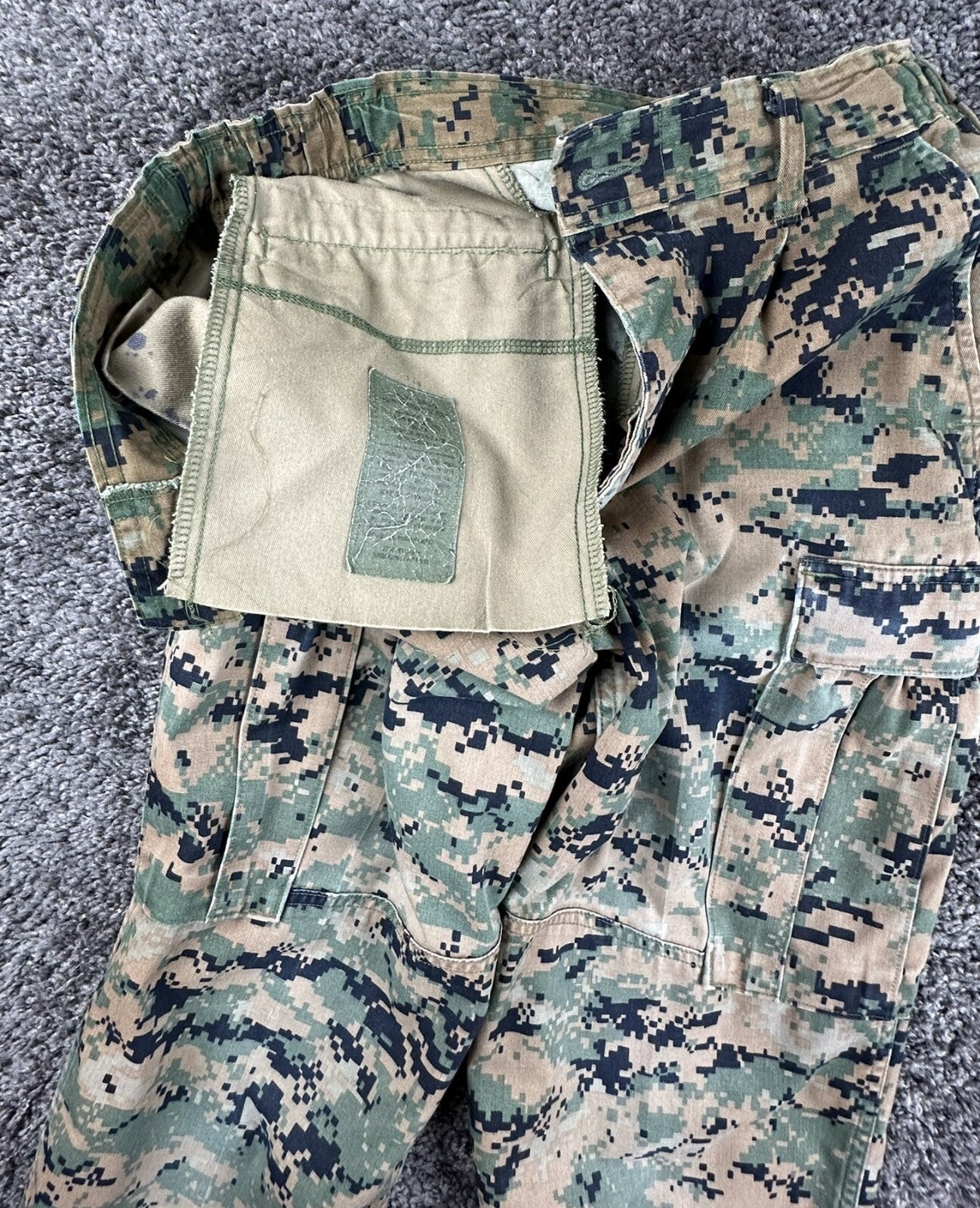 USMC Woodland MARPAT Combat Utility Pants Long Military Cargo Trousers Sz Small