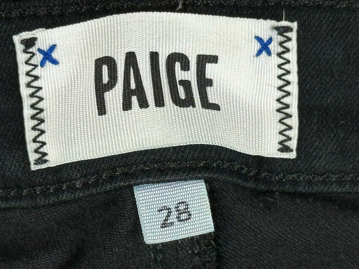 PAIGE Verdugo Ankle Jeans Womens 28 Black Distressed Ripped Knee Skinny Twilight