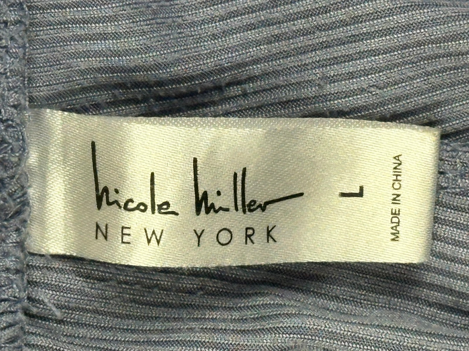Nicole Miller New York Womens Pajama Set Large Blue Ribbed Top and Pants PJs