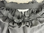 Trina Turk Womens XS Black Off-The-Shoulder Smocked Top Fringe Hem