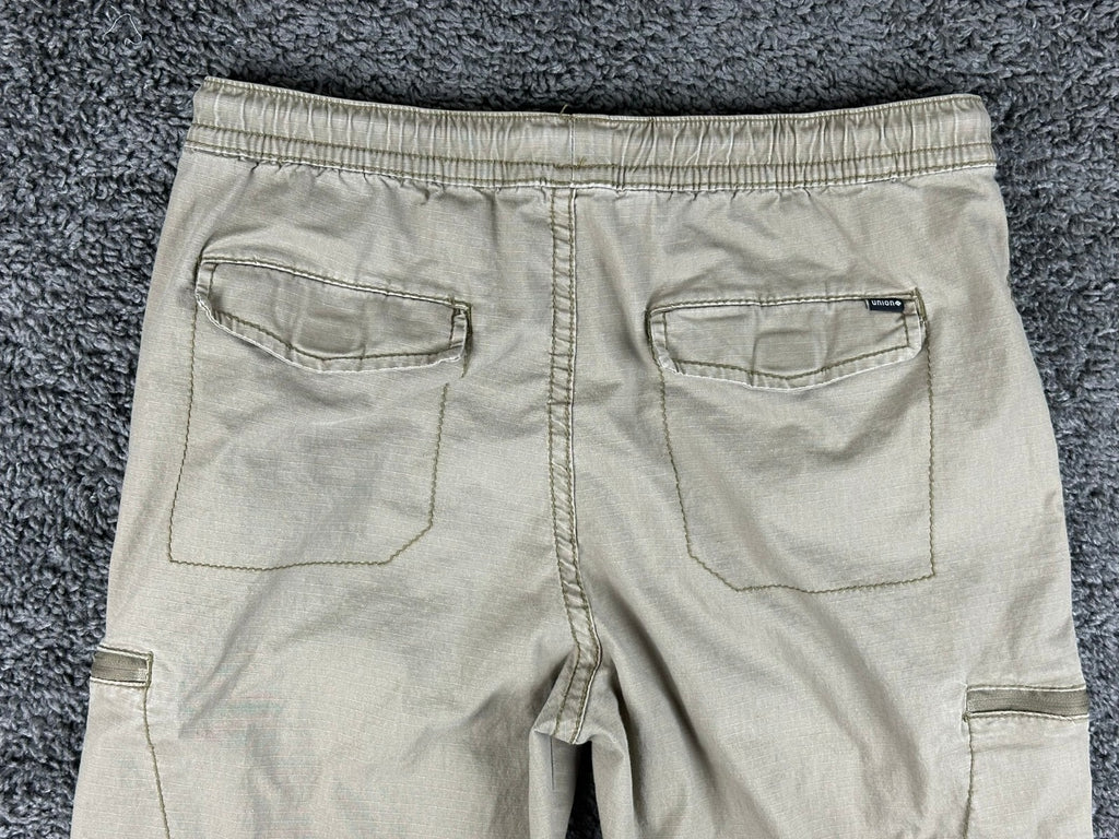 Union Mens M Khaki Stretch Cargo Jogger Pants Zipper Pockets