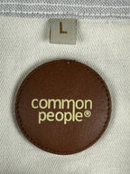 Common People Mens L Grey White Striped Short Sleeve Button Up Shirt