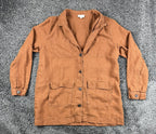 J Jill Love Linen Womens Medium Rust Long Sleeve Button Up Overshirt