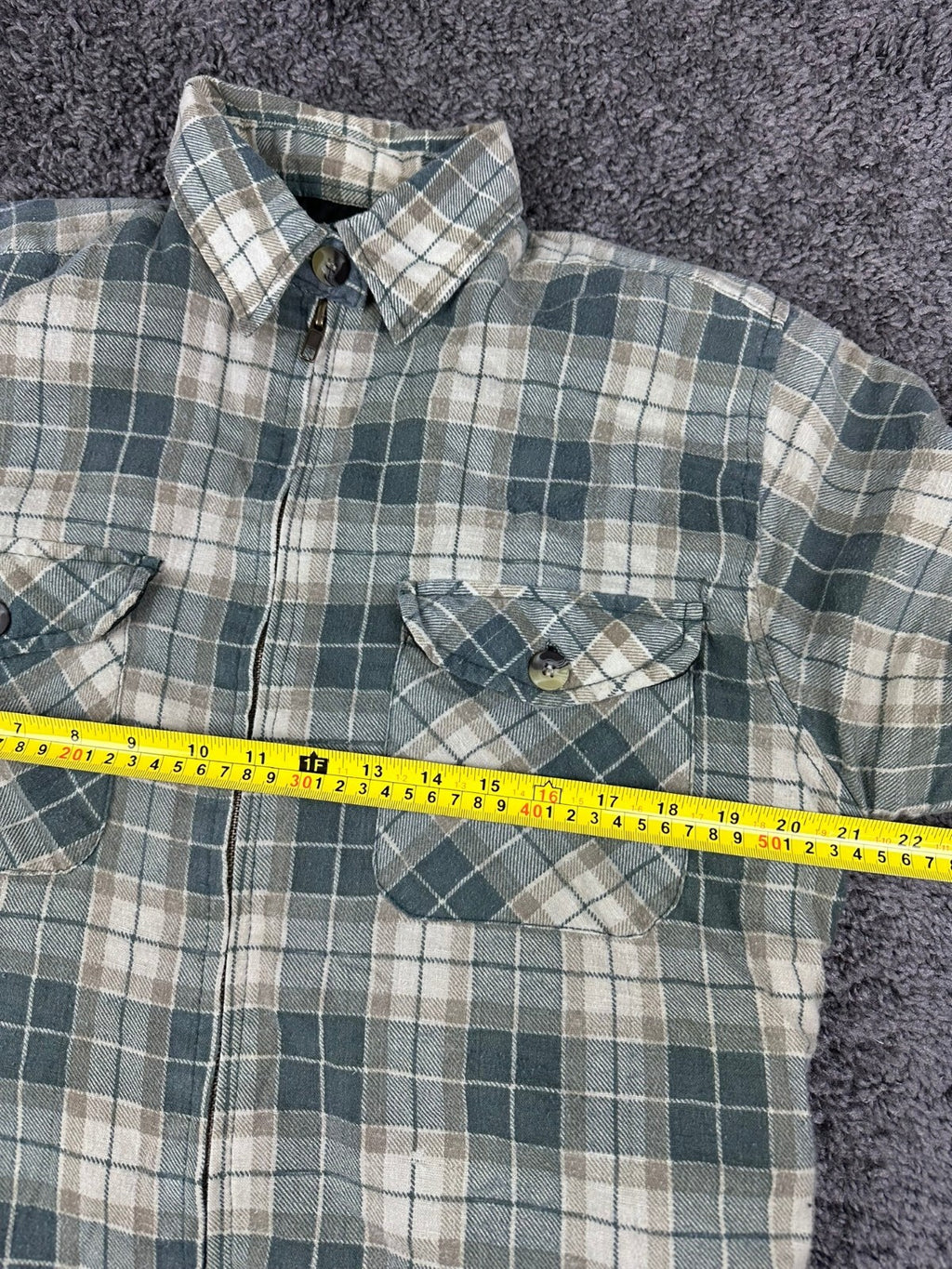 Vintage 90’s SAAB USA Mens M Green Plaid Quilted Lined Flannel Shirt Jacket Zip