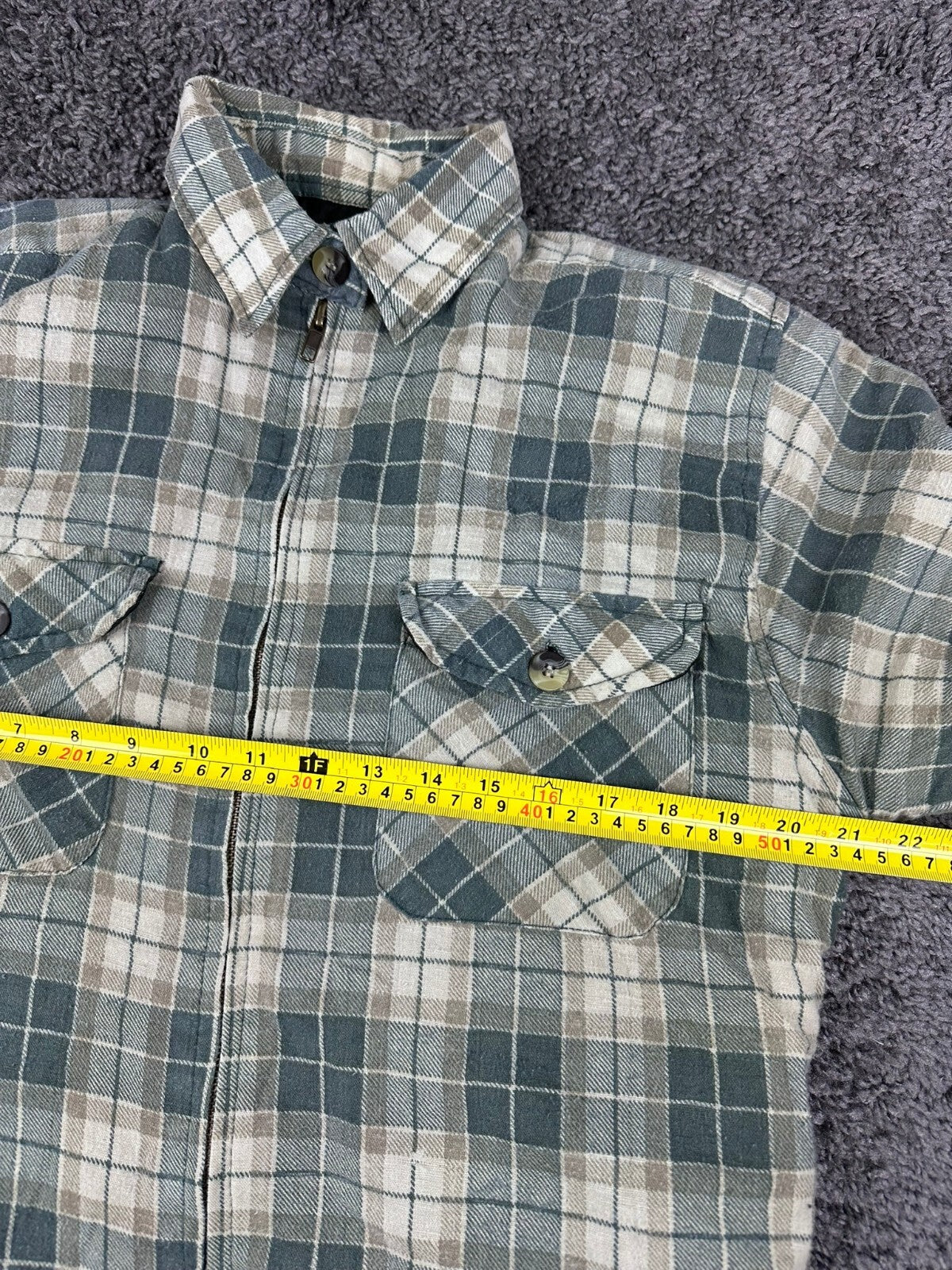 Vintage 90’s SAAB USA Mens M Green Plaid Quilted Lined Flannel Shirt Jacket Zip