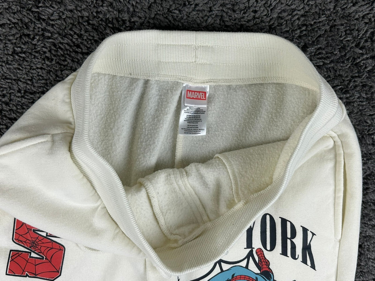 Marvel Spider-Man Origins 1962 Mens S Off White Graphic Jogger Sweatpants
