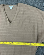 Nordstrom Women Wool Blend V-Neck Dolman Sweater Tan Camel Ribbed Pullover Sz S