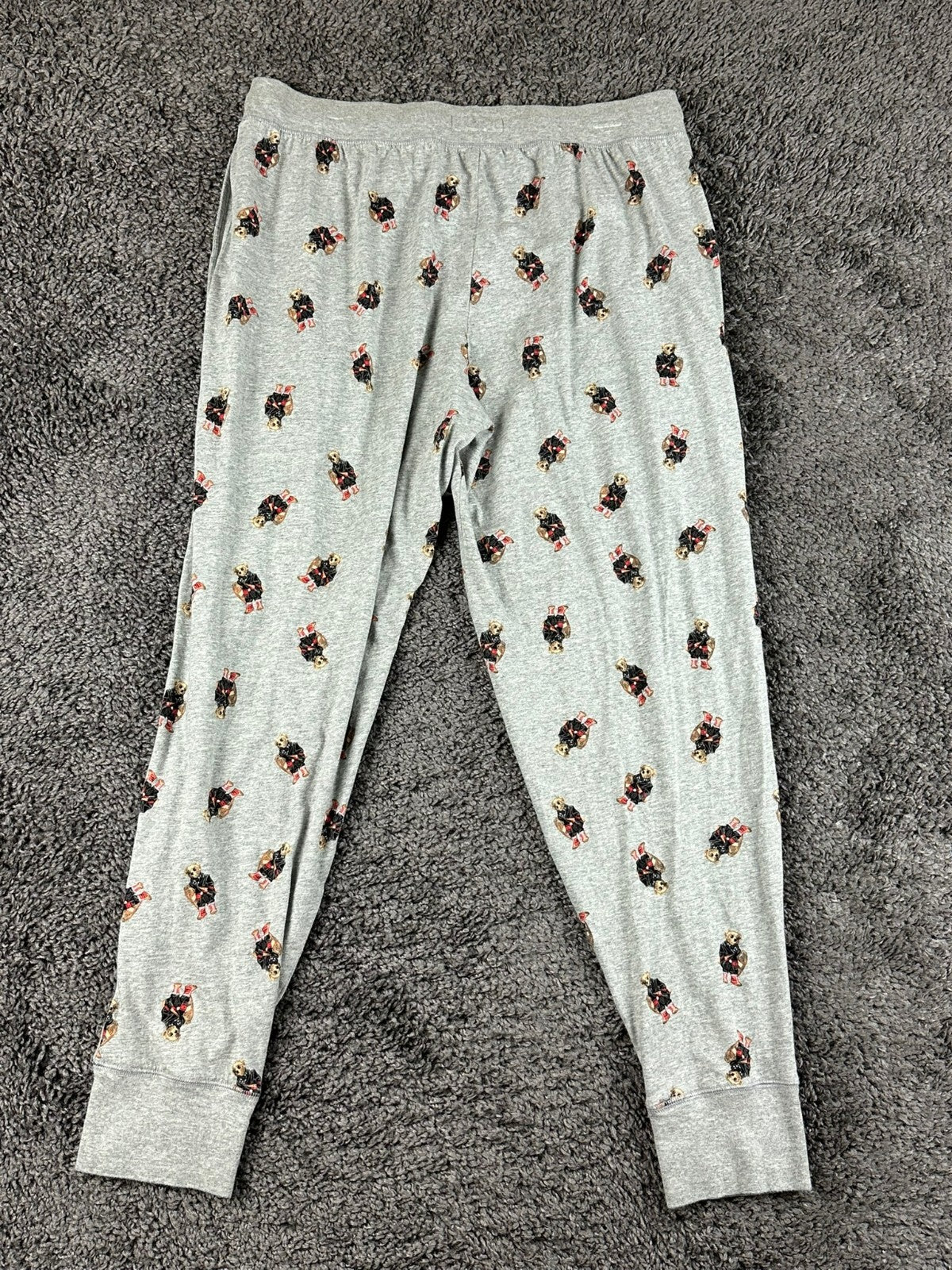 Polo Ralph Lauren Mens L Grey All-Over Print Polo Bear Sleepwear Jogger Pants