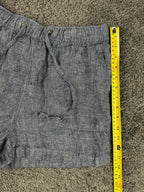 C&C California Womens M Blue 100% Linen Drawstring Pull On Casual Shorts