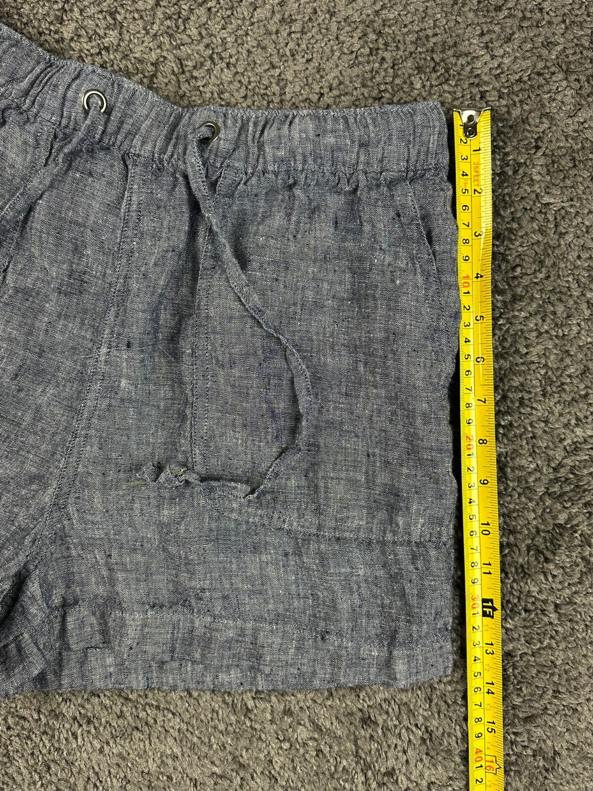 C&C California Womens M Blue 100% Linen Drawstring Pull On Casual Shorts