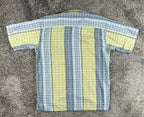 Patagonia Puckerware Shirt Mens M Short Sleeve Plaid Seersucker Button Down Blue