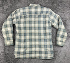 Vintage 90’s SAAB USA Mens M Green Plaid Quilted Lined Flannel Shirt Jacket Zip