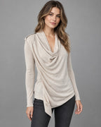 AllSaints Womens Size S Drina 100% Merino Wool Beige Asymmetric Zip Cardigan Top
