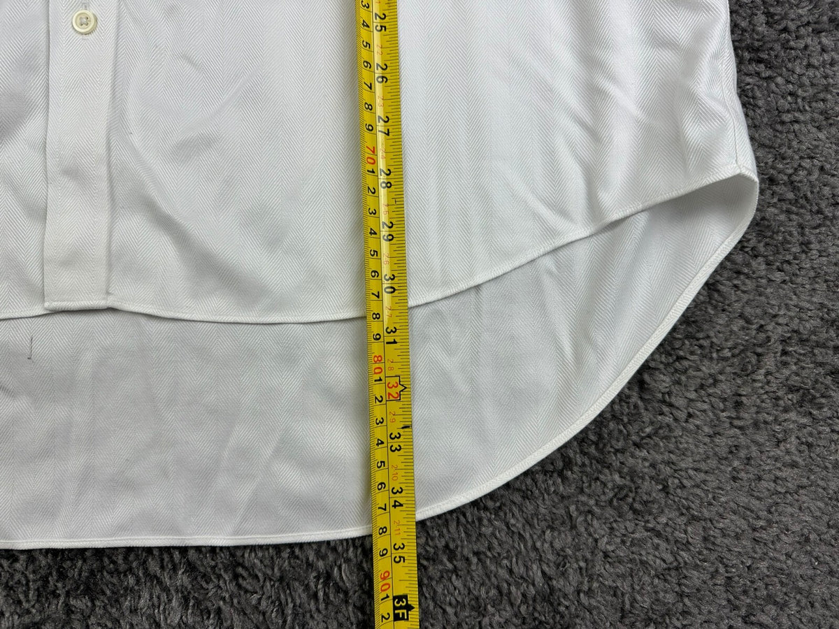Charles Tyrwhitt Mens White Herringbone Non Iron French Cuff Dress Shirt 17/37