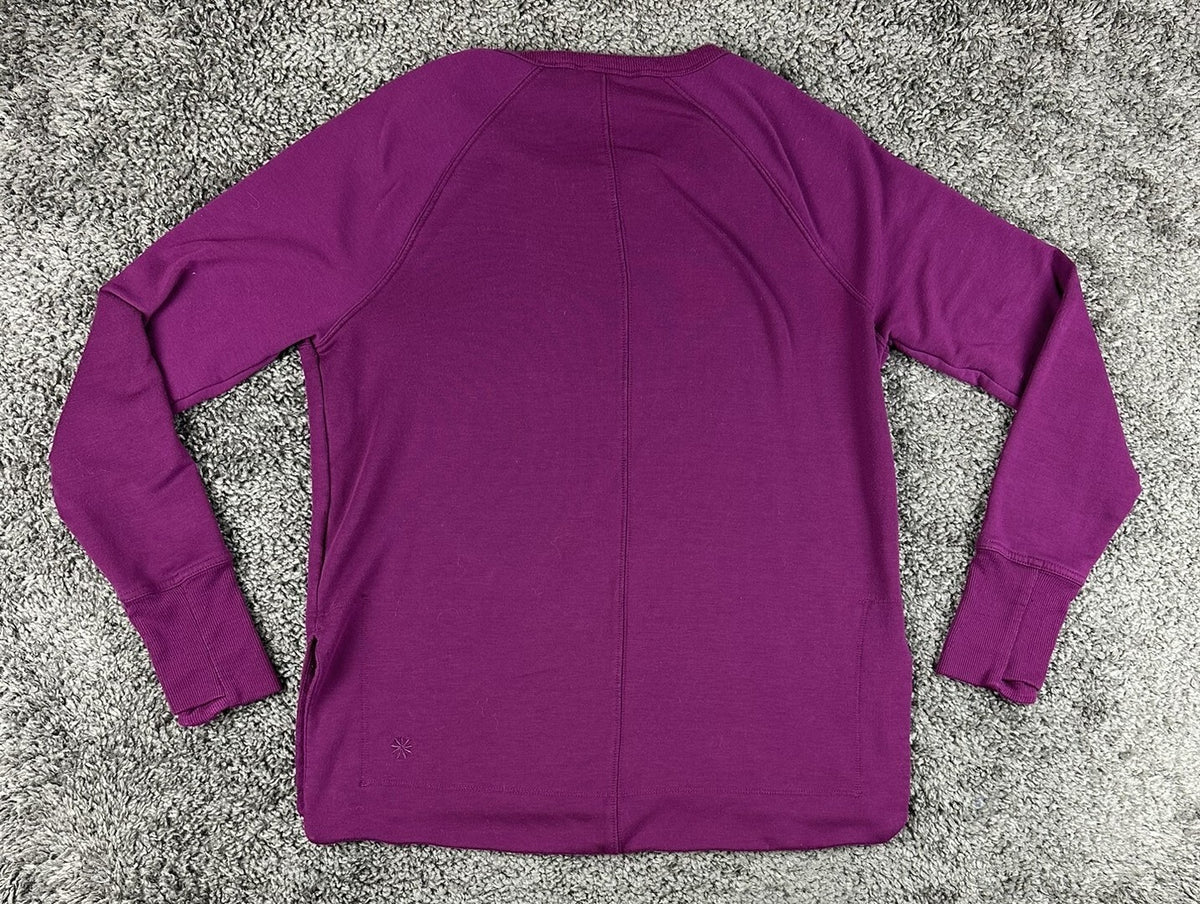 Athleta Womens XS Magenta Purple Coaster Luxe Recover Sweatshirt Thumbholes