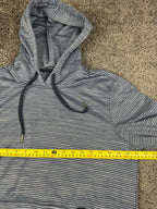 Prana Mens L Blue Striped Gatten Hoodie Waffle Thermal Long Sleeve Shirt
