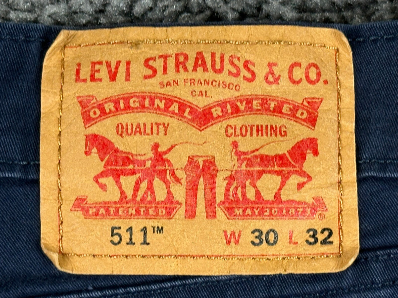 Levis 511 Mens Slim Fit All Seasons Tech Stretch Pants Navy Blue Chino Sz 30x32
