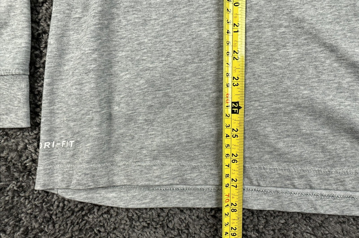 Nike Mens XL Heather Grey Elite World Long Sleeve T-Shirt Dri-Fit