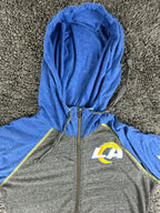 Nike NFL LA Rams Womens L Raglan Full Zip Hoodie Grey Blue Contrast Stitch