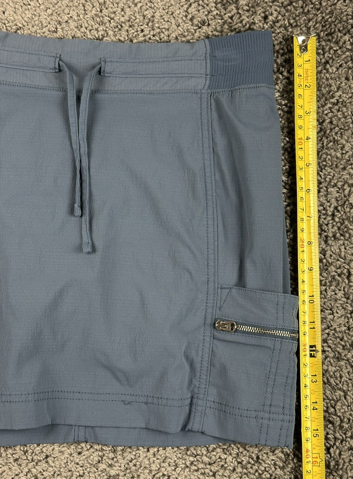 Athleta Trekkie Skort Womens Gray Blue Hiking Travel Skirt Zip Pockets Size 0