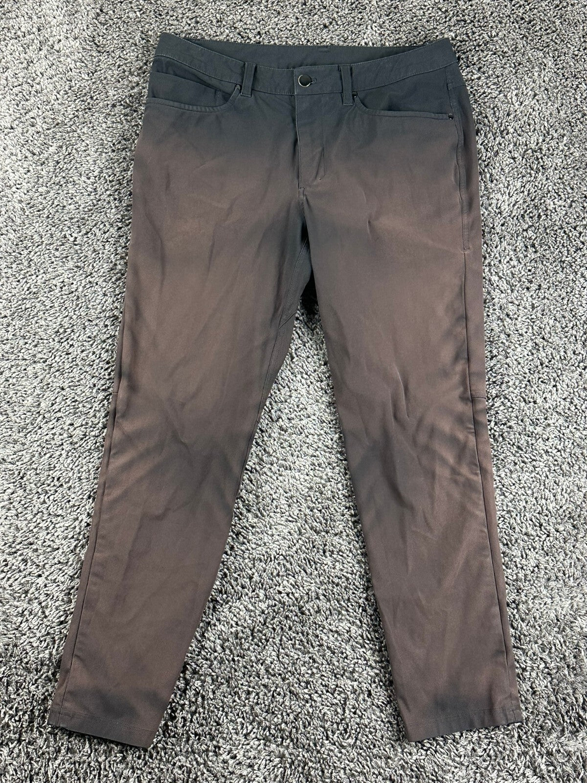 Lululemon ABC Slim-Fit 5 Pocket Pants Mens Black Warpstreme Trousers Sz 31x28
