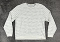 Marine Layer Men's Textured Crew Striped Long Sleeve Pullover Off-White XL