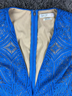 Saylor x Free People Bliss Womens M Royal Blue & Nude Lace V-Neck Romper