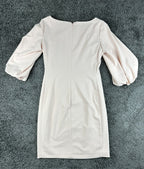 Lauren Ralph Lauren Womens 8 Blush Pink Ruched Balloon Sleeve Sheath Dress