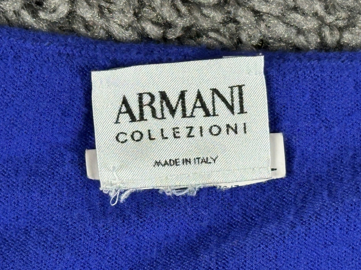 Armani Collezioni Womens Medium Blue Black Crewneck Knit Sweater Italy