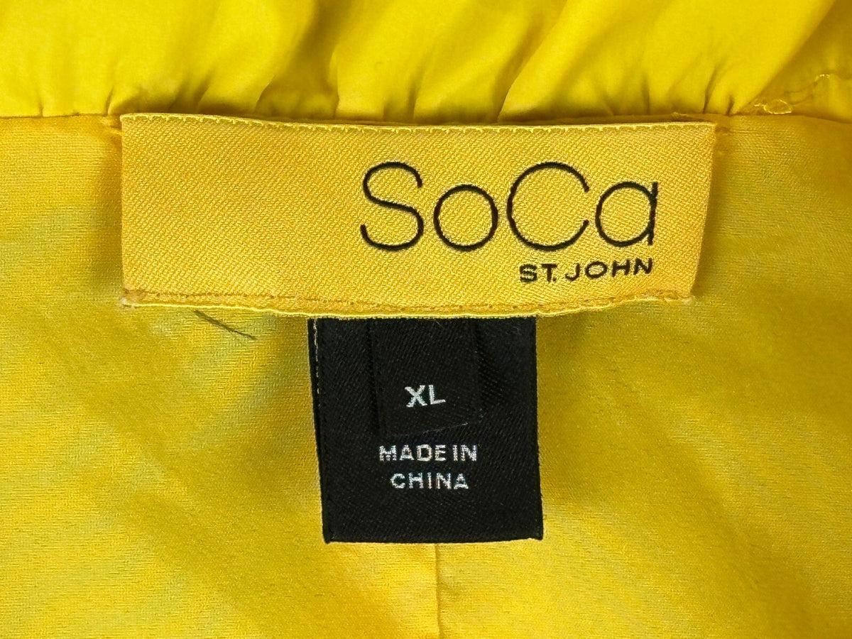 SoCa St. John Womens XL Yellow Belted Lightweight Windbreaker Rain Jacket Coat