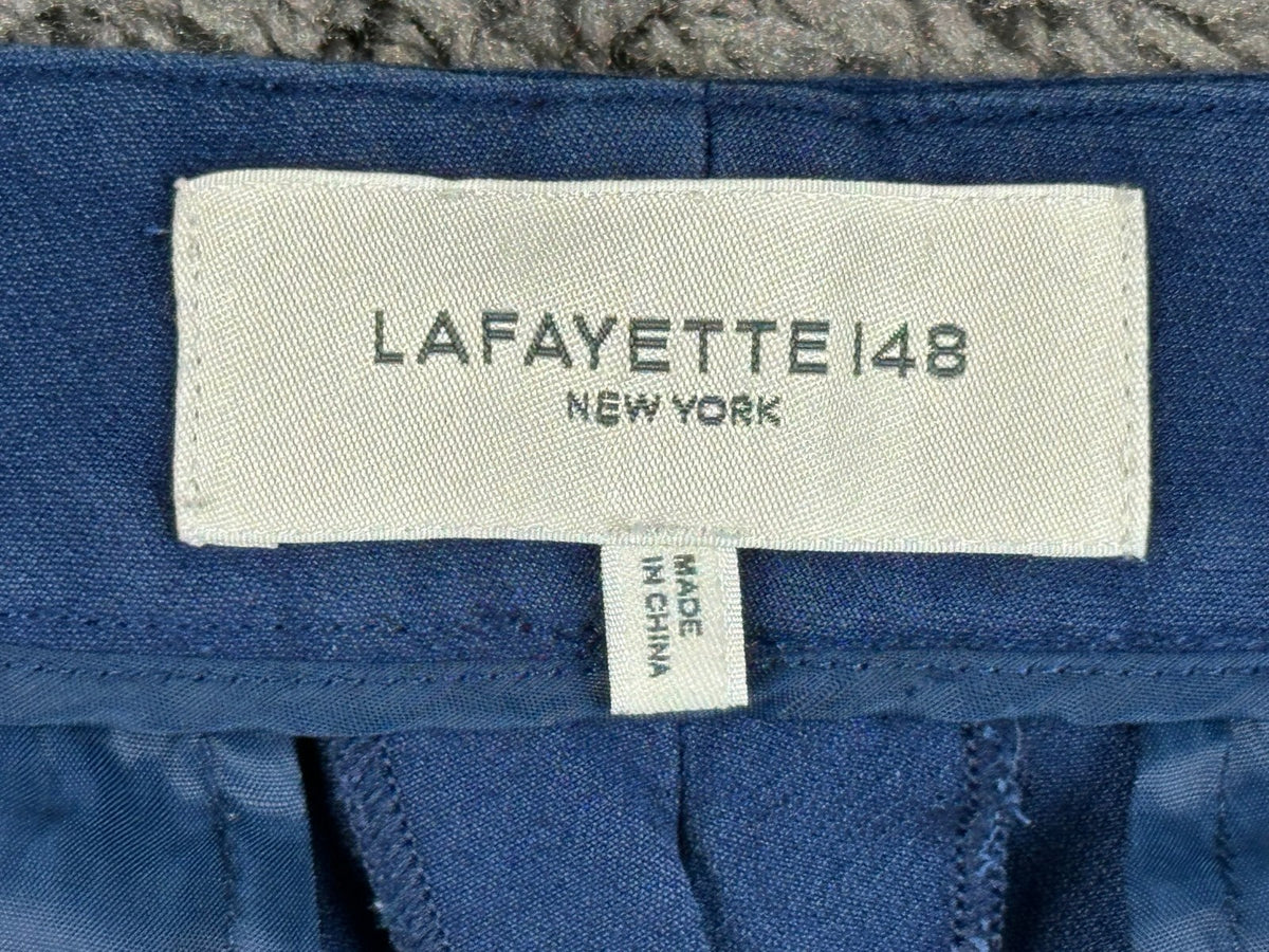 Lafayette 148 New York Womens 2M Night Out Blue Wool Silk Trousers Pants