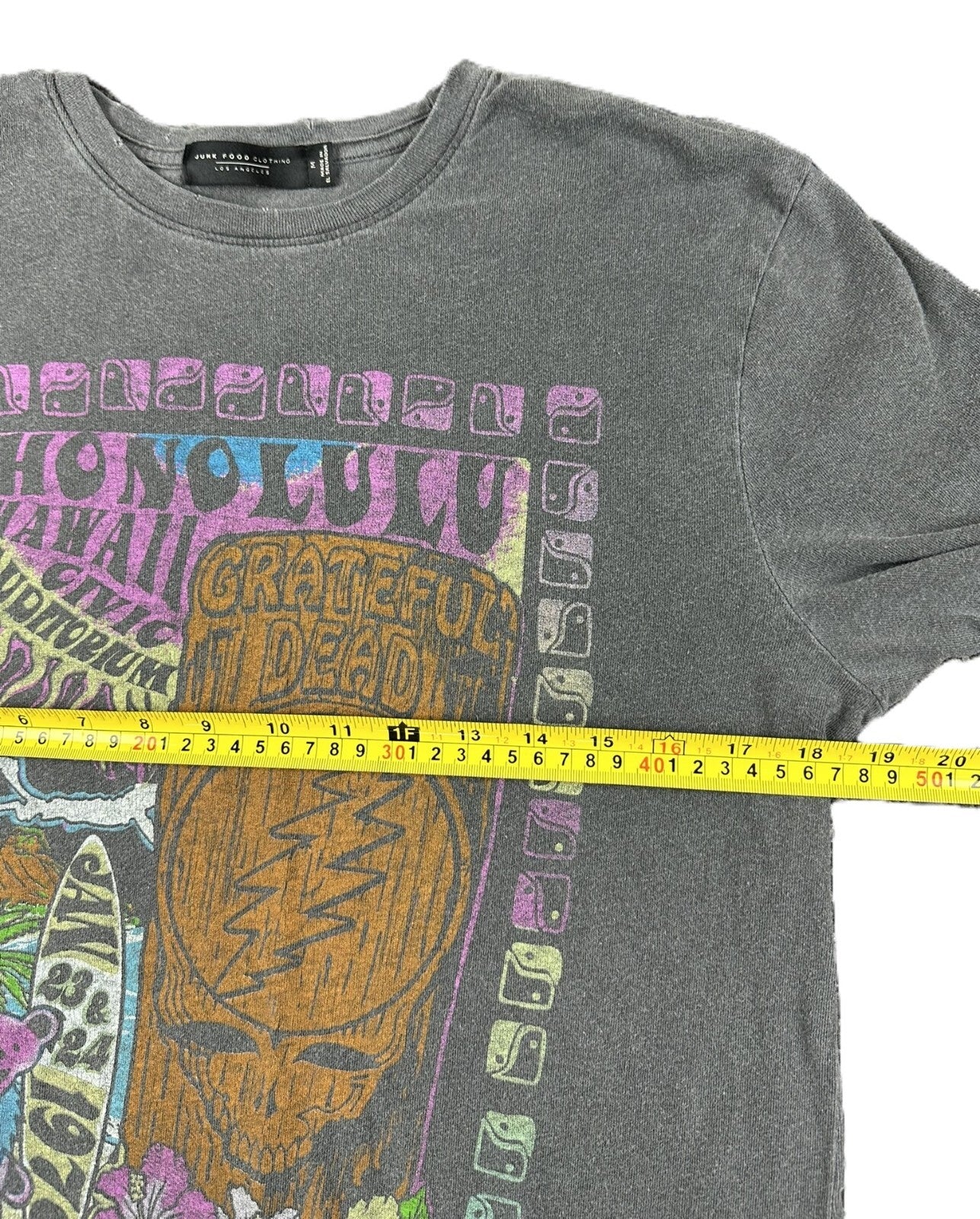 Junk Food Grateful Dead Shirt Mens Honolulu Hawaii 1970 Band Concert Gray Sz M