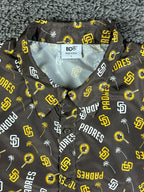 San Diego Padres Men's Large L BDA Hawaiian Shirt Button Up All Over Print SGA