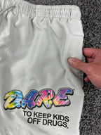 DARE To Keep Kids Off Drugs Swim Trunks Men Gray Board Shorts Sz Large