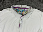 Robert Graham Mens 2XL White Aaron Paisley Contrast Knit Polo Shirt Rare