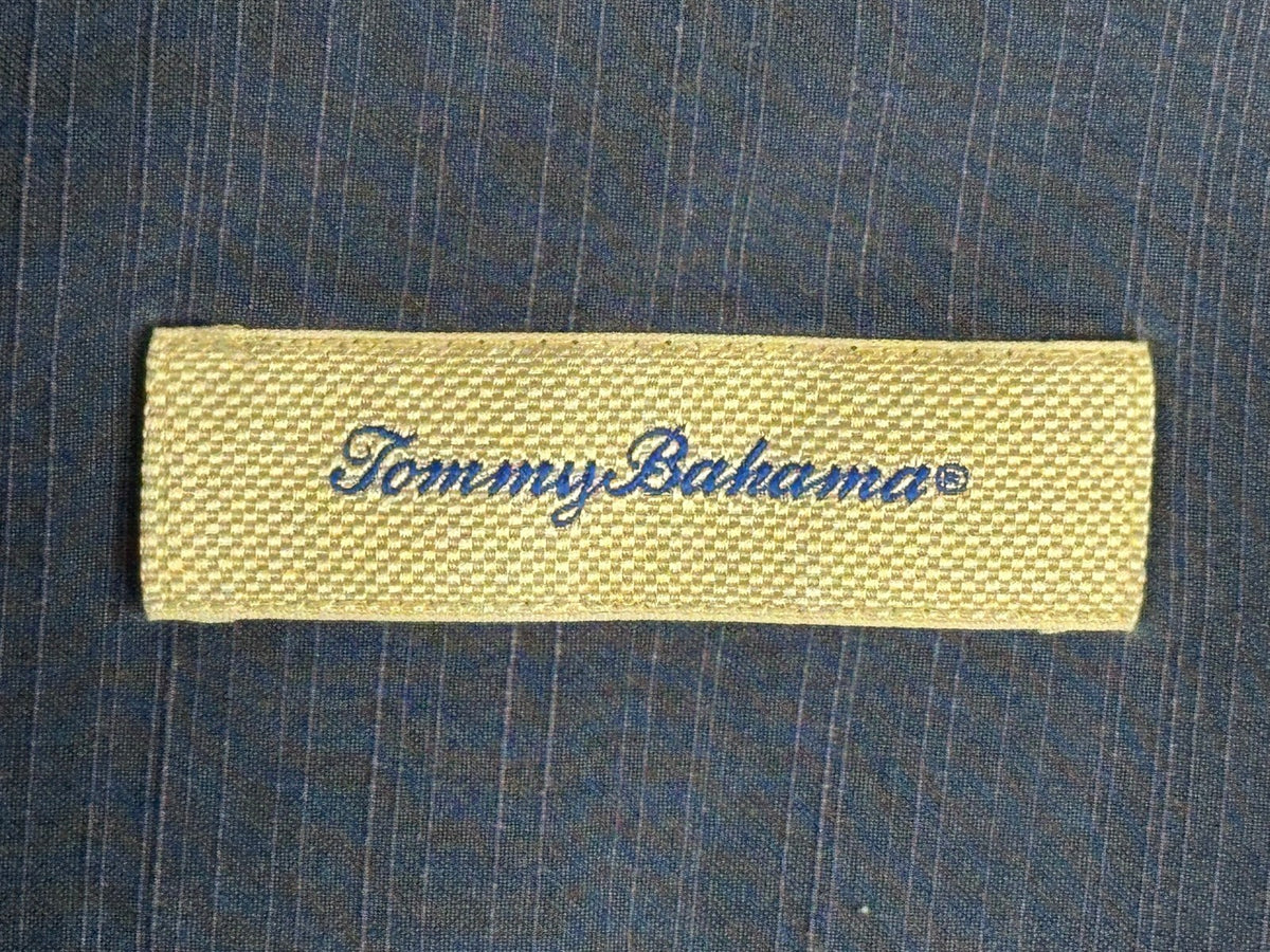 Tommy Bahama Mens XLT Blue Silk Cotton Embroidered Palm Camp Shirt Big Tall