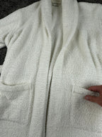 Barefoot Dreams CozyChic Adult Robe Cream White Size 1 S/M Plush Belted Pockets