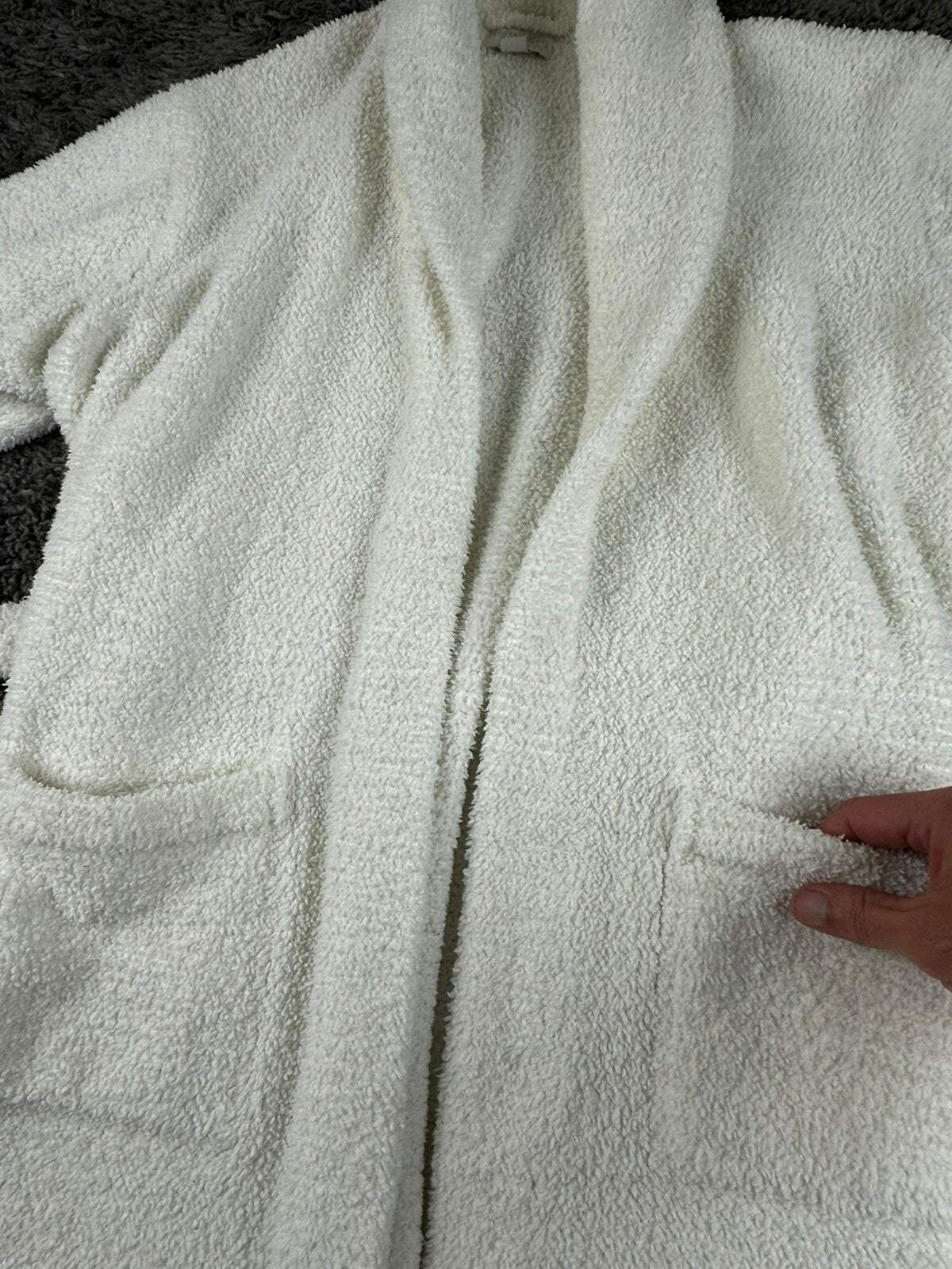 Barefoot Dreams CozyChic Adult Robe Cream White Size 1 S/M Plush Belted Pockets