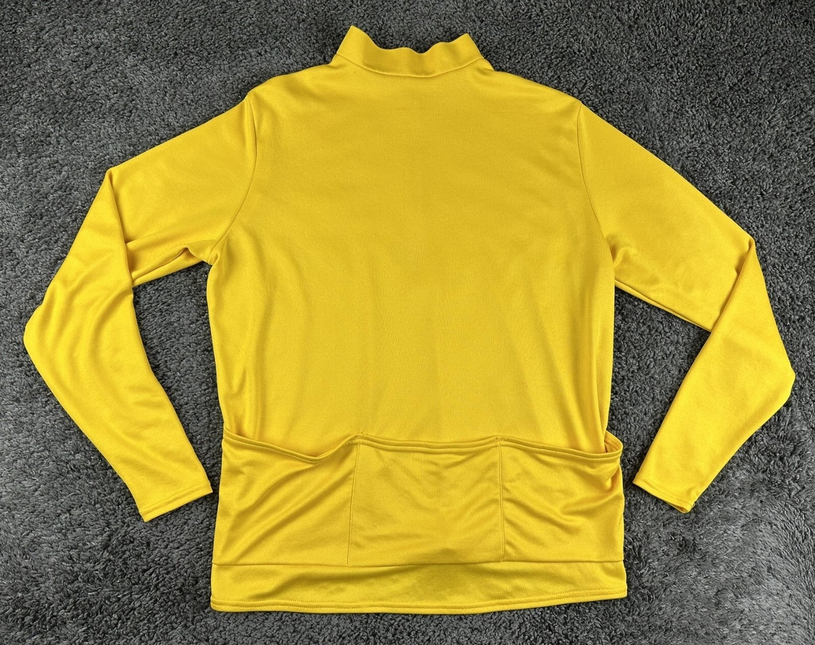 Vintage Performance Mens  Long Sleeve Cycling Jersey Yellow 1/4 Zip Y2K Sz Large