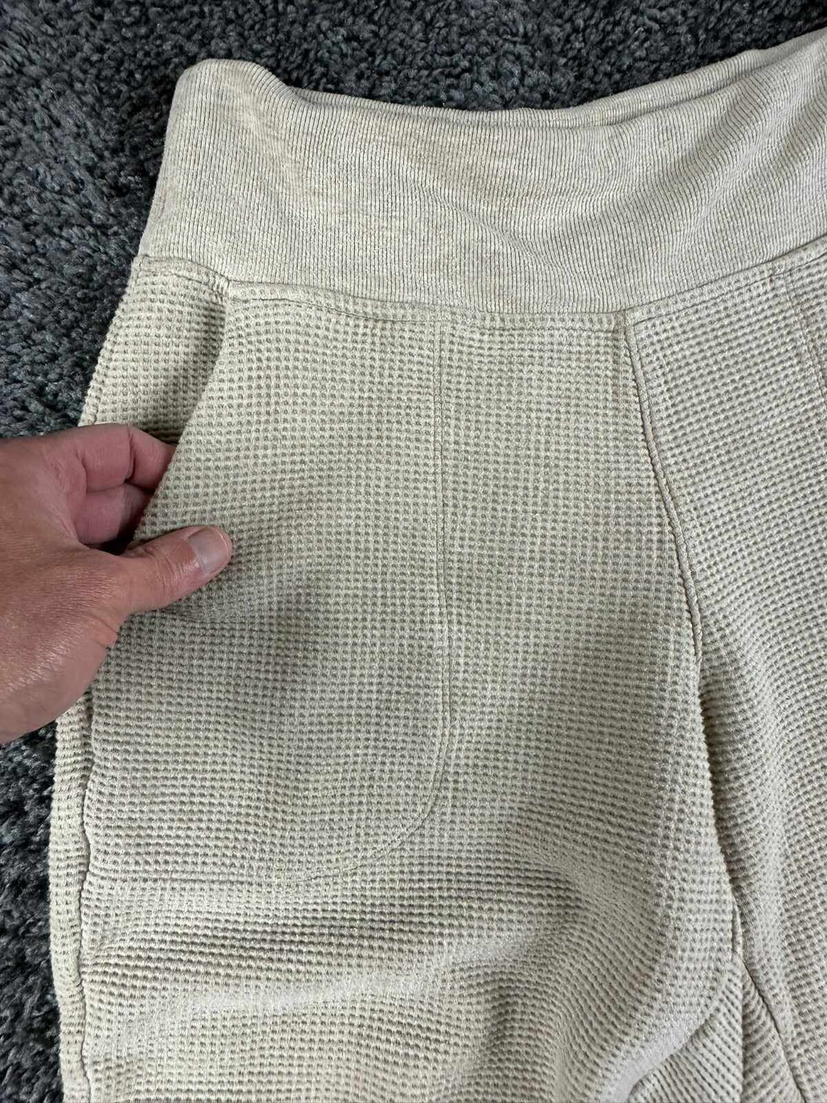 Athleta Coaster Luxe Waffle Jogger Pants Womens Beige High Rise Tencel Sz M
