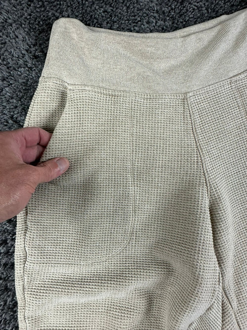 Athleta Coaster Luxe Waffle Jogger Pants Womens Beige High Rise Tencel Sz M