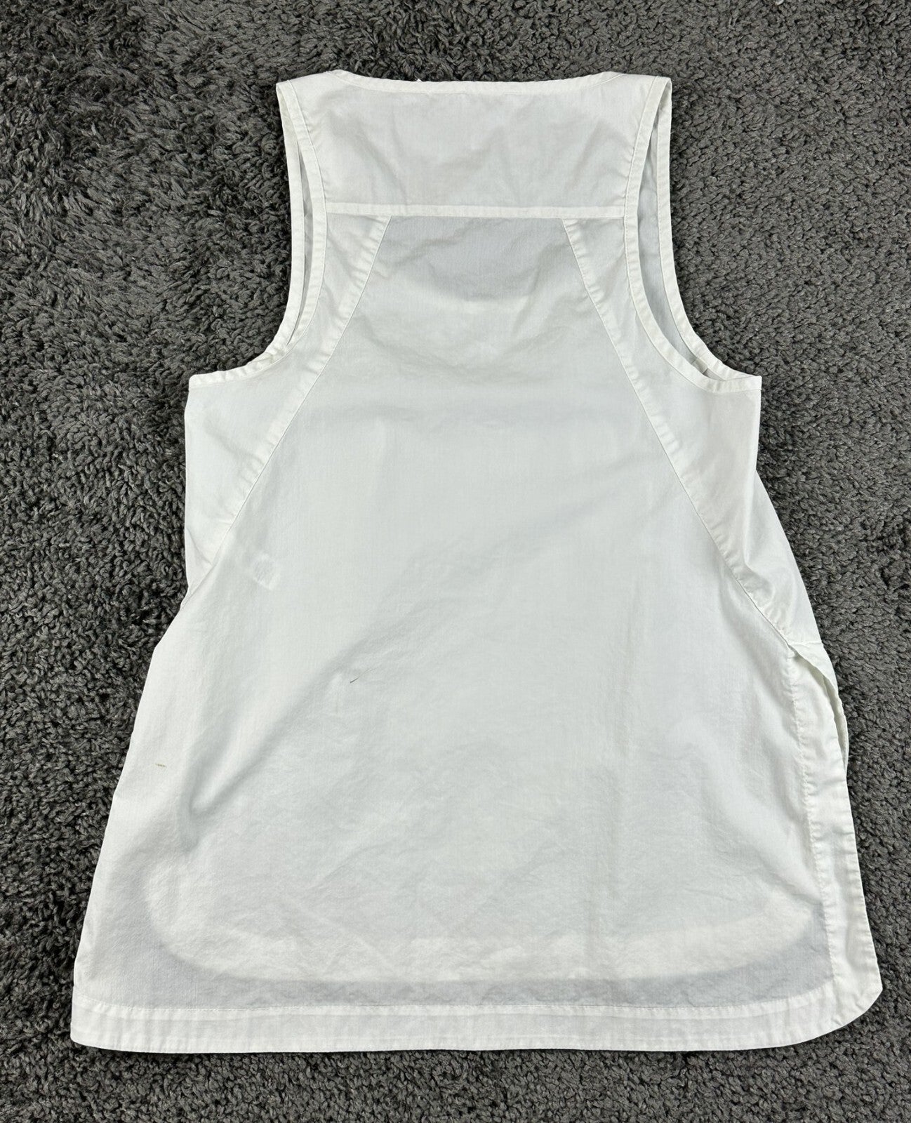 Athleta Womens XXS White Scoop Neck Tank Top Stretch Poplin Sleeveless Shirt