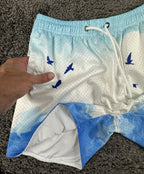 YoungLA Mens Block Party Shorts Above The Clouds Mesh Gym Workout