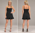 Selfie Leslie Womens US L Black Ruffle Hem Mini Dress Adjustable Straps NWT